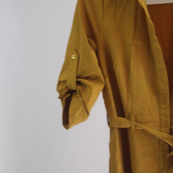 Women's Iris Bloom Gold Mini Button Down Dress Size Medium - Picture 3 of 8